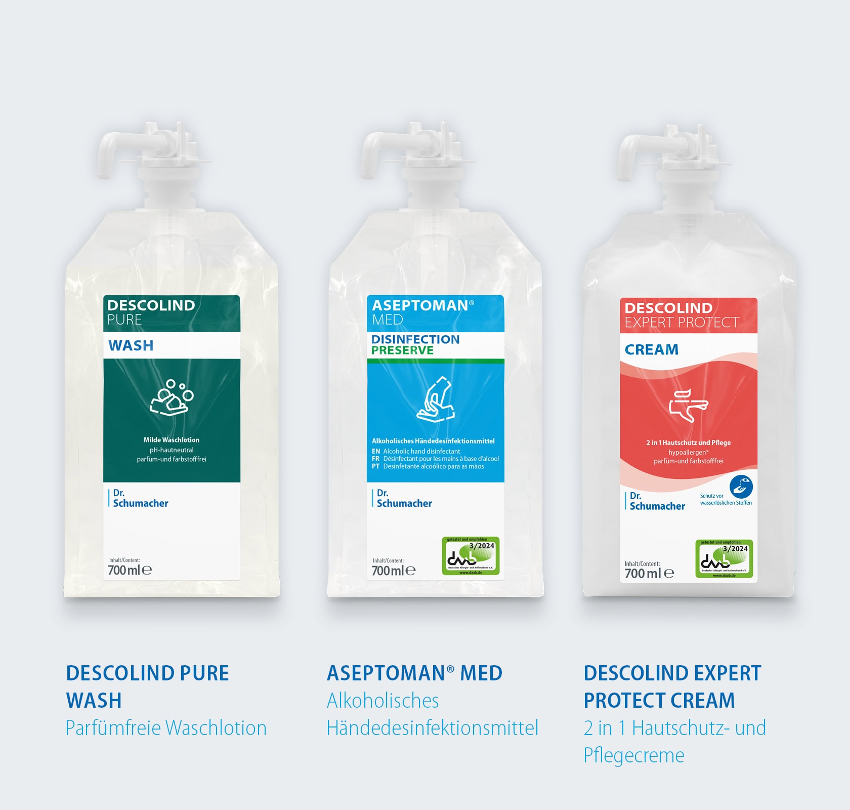 Dr. Schumacher Produkte in ESH Vacu-Bags für das Ganzheitliche Händehygienekonzept
